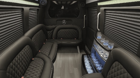 Interior of Charter Bus Company Clifton's 15 Passenger Party Bus in Clifton