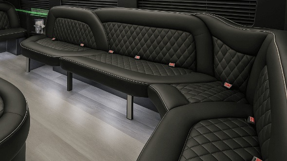 Interior of Charter Bus Company Elizabeth's 15 Passenger Party Bus in Elizabeth
