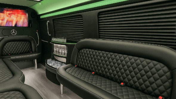 Interior of Charter Bus Company Elizabeth's 18 Passenger Party Bus in Elizabeth