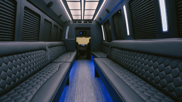Interior of Charter Bus Company Elizabeth's 20 Passenger Party Bus in Elizabeth