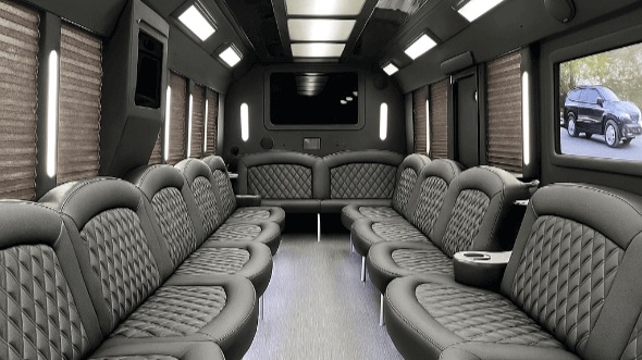 Interior of Charter Bus Company Clifton's 25 Passenger Party Bus in Clifton