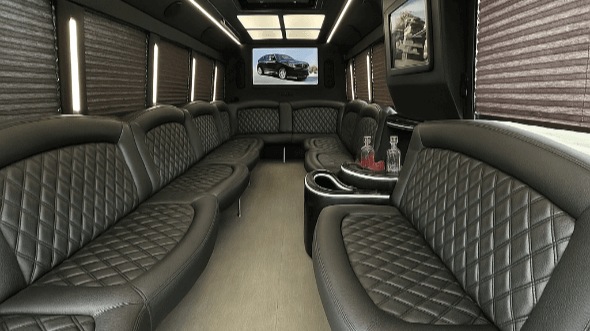 Interior of Charter Bus Company Elizabeth's 28 Passenger Party Bus in Elizabeth