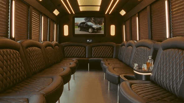 Interior of Charter Bus Company Passaic's 40 Passenger Party Bus in Passaic