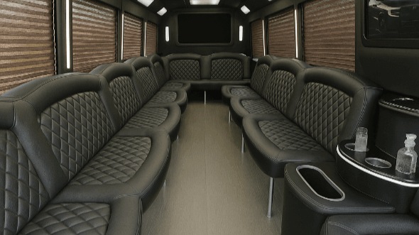 Interior of Charter Bus Company Elizabeth's 50 Passenger Party Bus in Elizabeth